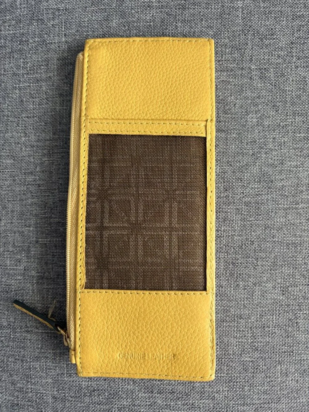 Lodis Julia Long Stacker Yellow Pebbled Leather Card Organizer Wallet ID Window